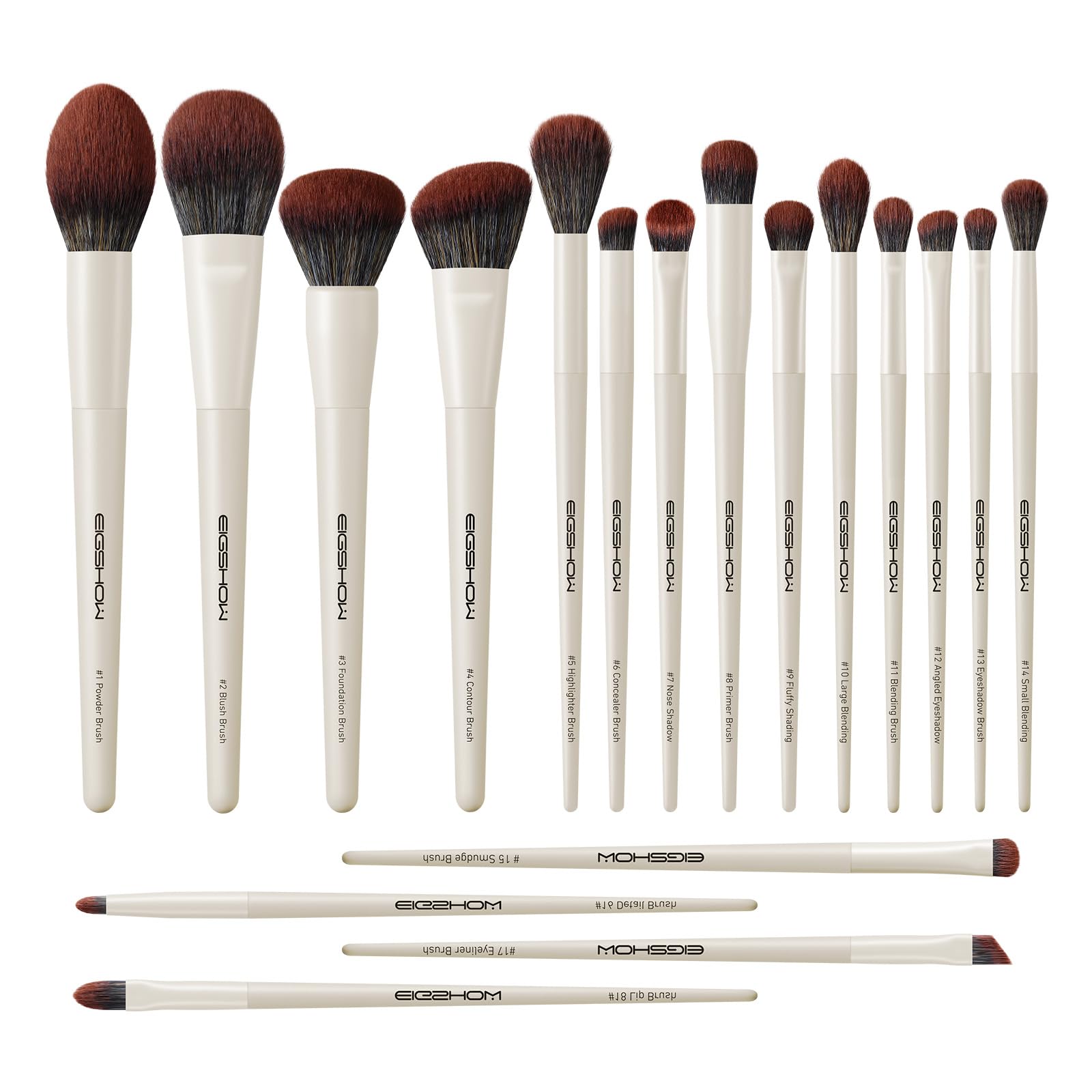 EIGSHOW MUA Pro Makeup Brush Set 18 Pcs Professional Brushes For Foundation Concealer Blush Eyebrow Gift Choice Fit for Professional Makeup Artist(Beige)