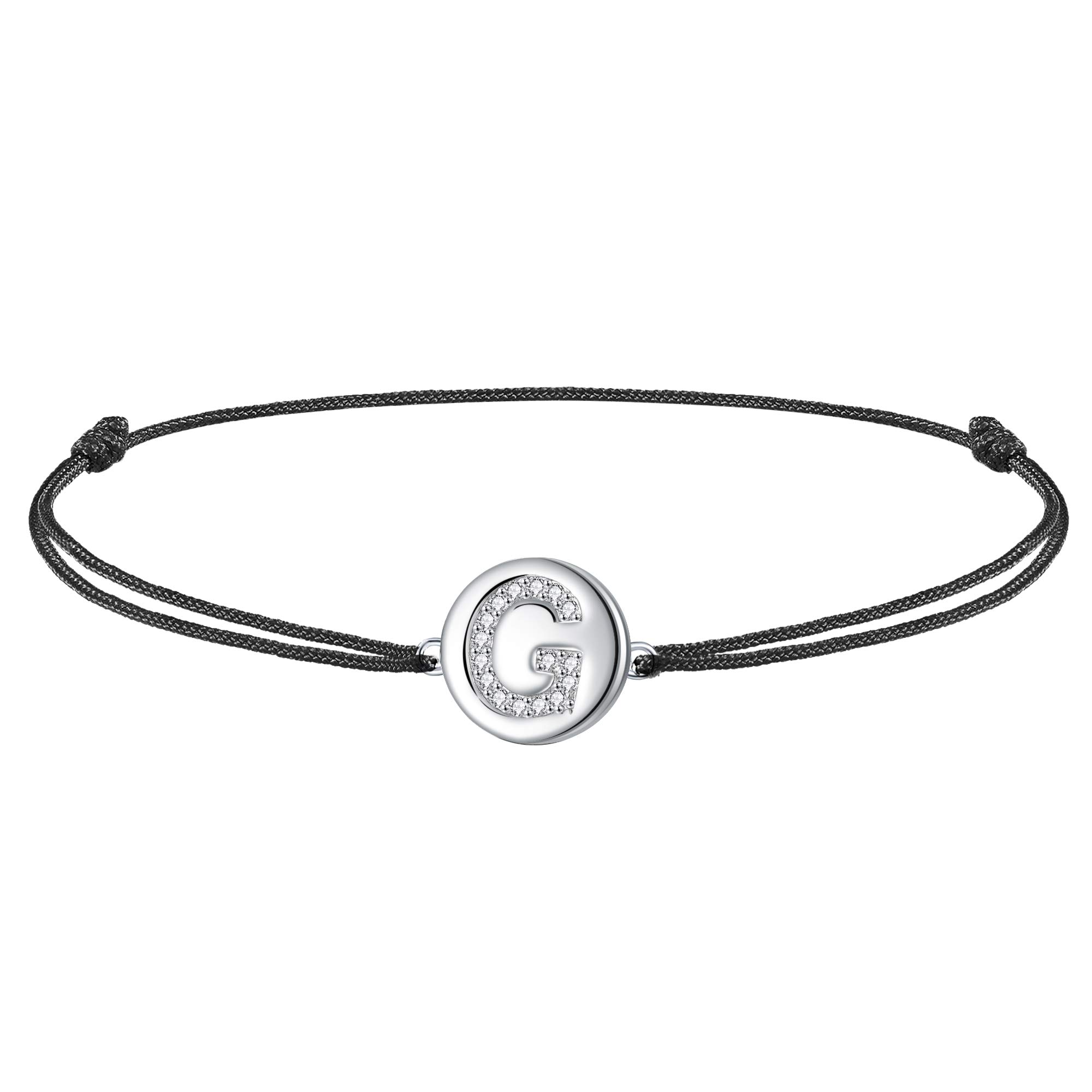 J.Endéar womens+clearance+sale,prime+deals+today+clearance,Initial Letter G Anklet for Women 925 Sterling Silver Handmade Cord Ankle Bracelet Girls Summer Beach Gift, 34cm Adjustable