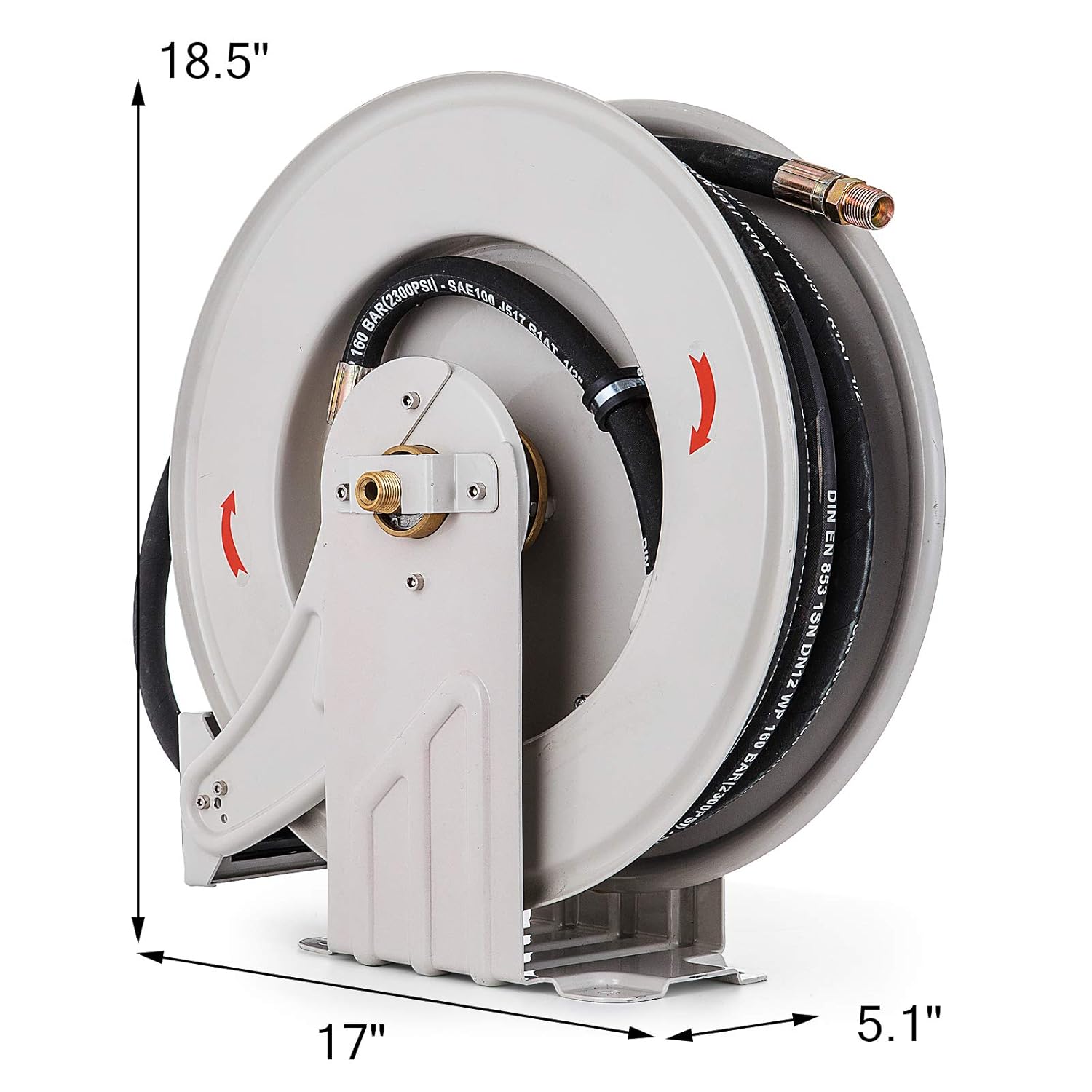 Mophorn Spring Driven Oil Hose Reel 3/8 x 50 FT Oil Hose Reel Heavy