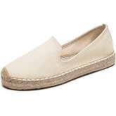 U-lite Women's Classic Slip on Flat Shoes Casual Cap-Toe Platform Simple Espadrille Canvas Loafers