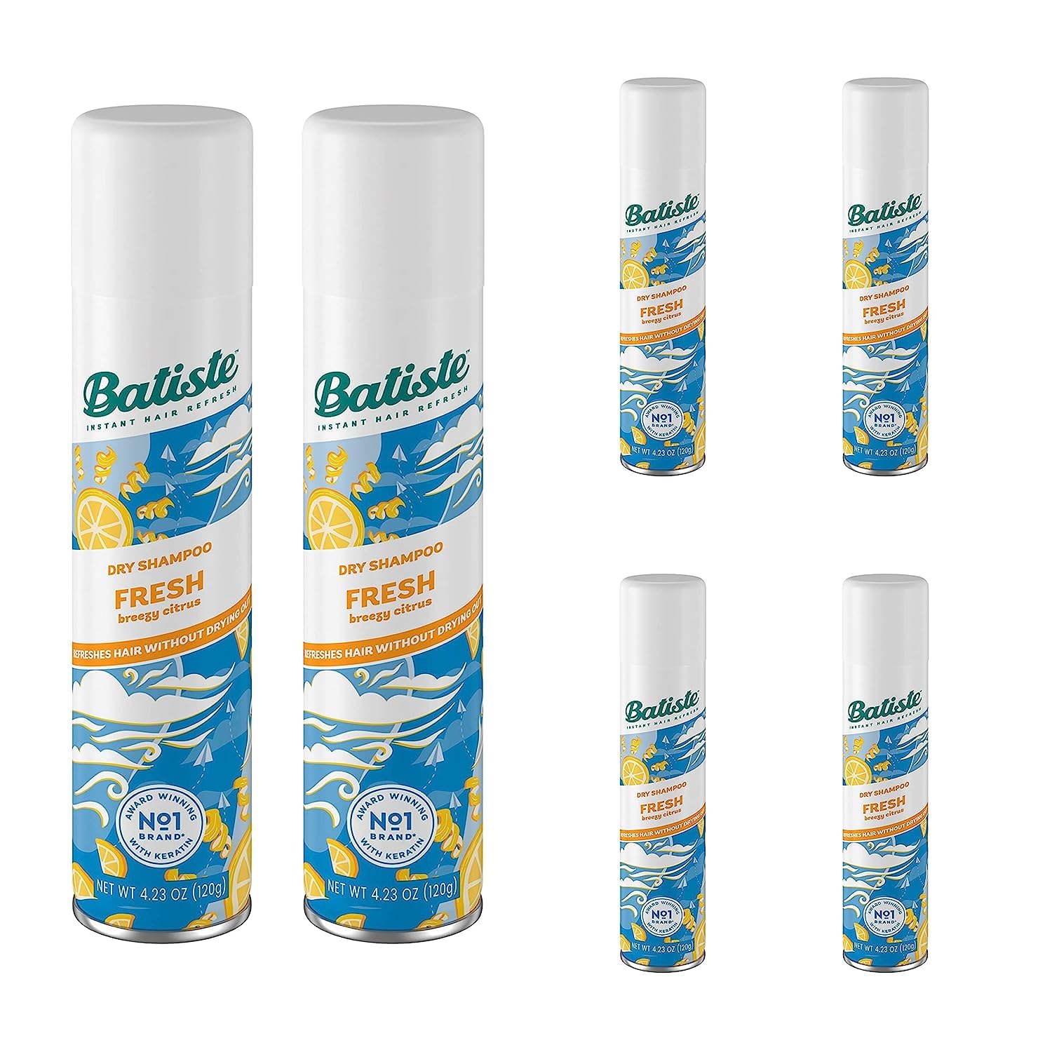 Batiste Dry Shampoo, Fresh Citrus Scent, 4.23 oz (Pack of 6)