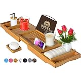 Luxury Bathtub Caddy Tray, 1 or 2 Person Bath and Bed Tray, Bonus Free Soap Holder (Natural)