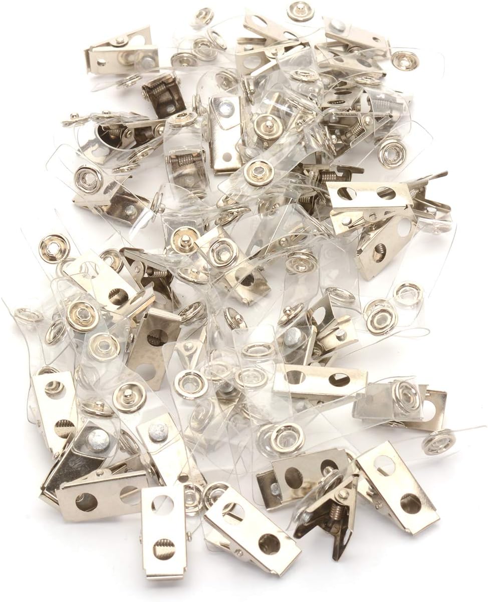 CKB LTD Pack of 50 ID Badge Clips Metal Crocodile Clips and Plastic Straps - Image 4