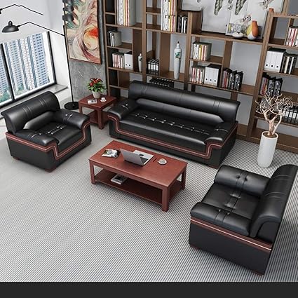 Leather Sofa Couches Business Reception Office Sofa Coffee Table