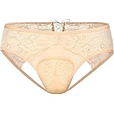 YOOBNG Mens Lace Hiding Gaff Panties Brief Thongs for Men Crossdressing Transgender See Through Underwear Briefs Nightwear