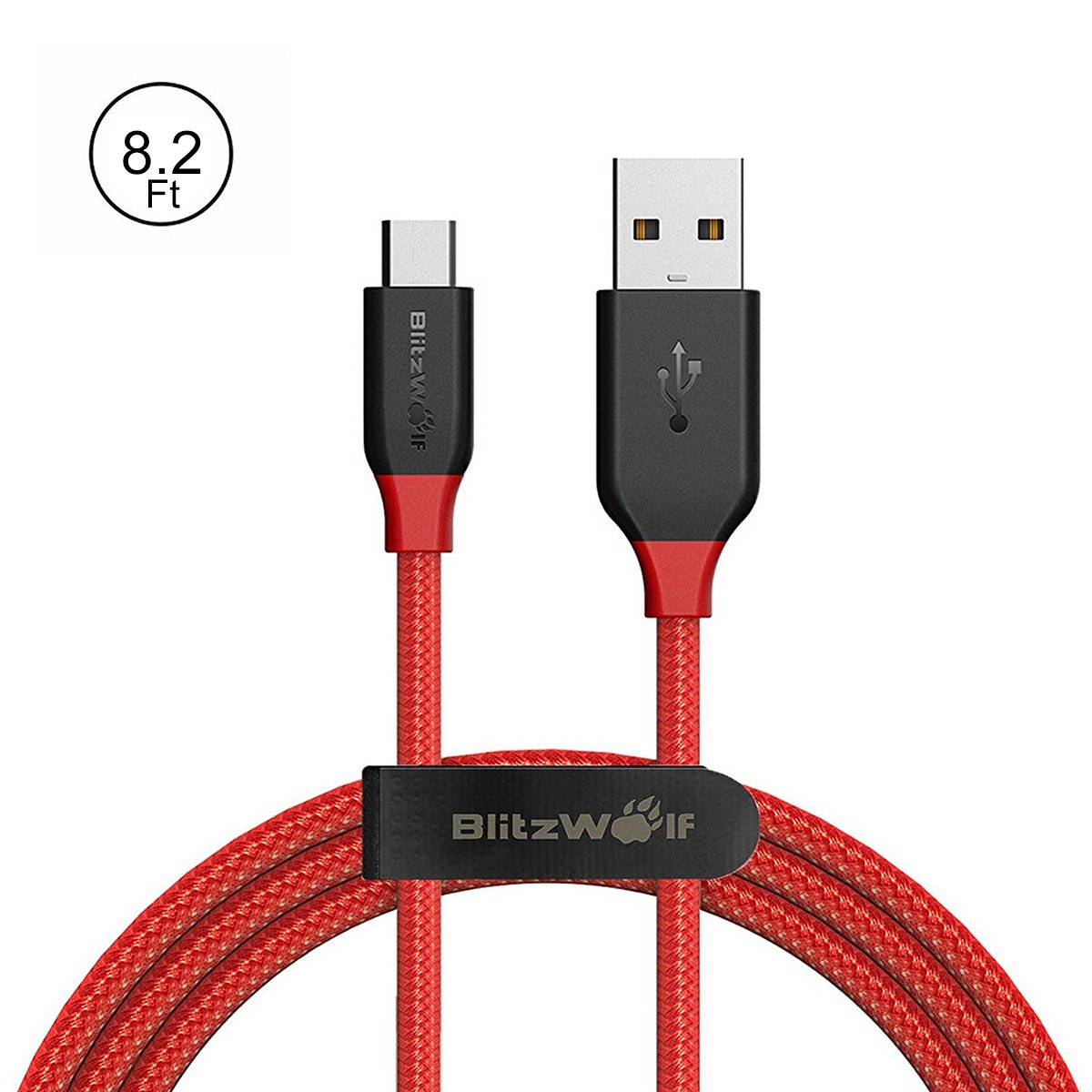 Micro USB Cable BlitzWolf 8.3ft Braided Android Charger Cable with Magic Tape Strap Tangle-Free Cellphone Fast Charging Cable for Android, Samsung Galaxy S7 Edge/S6/S5/S4, Note 5/4/3, HTC M9, Xperia Z