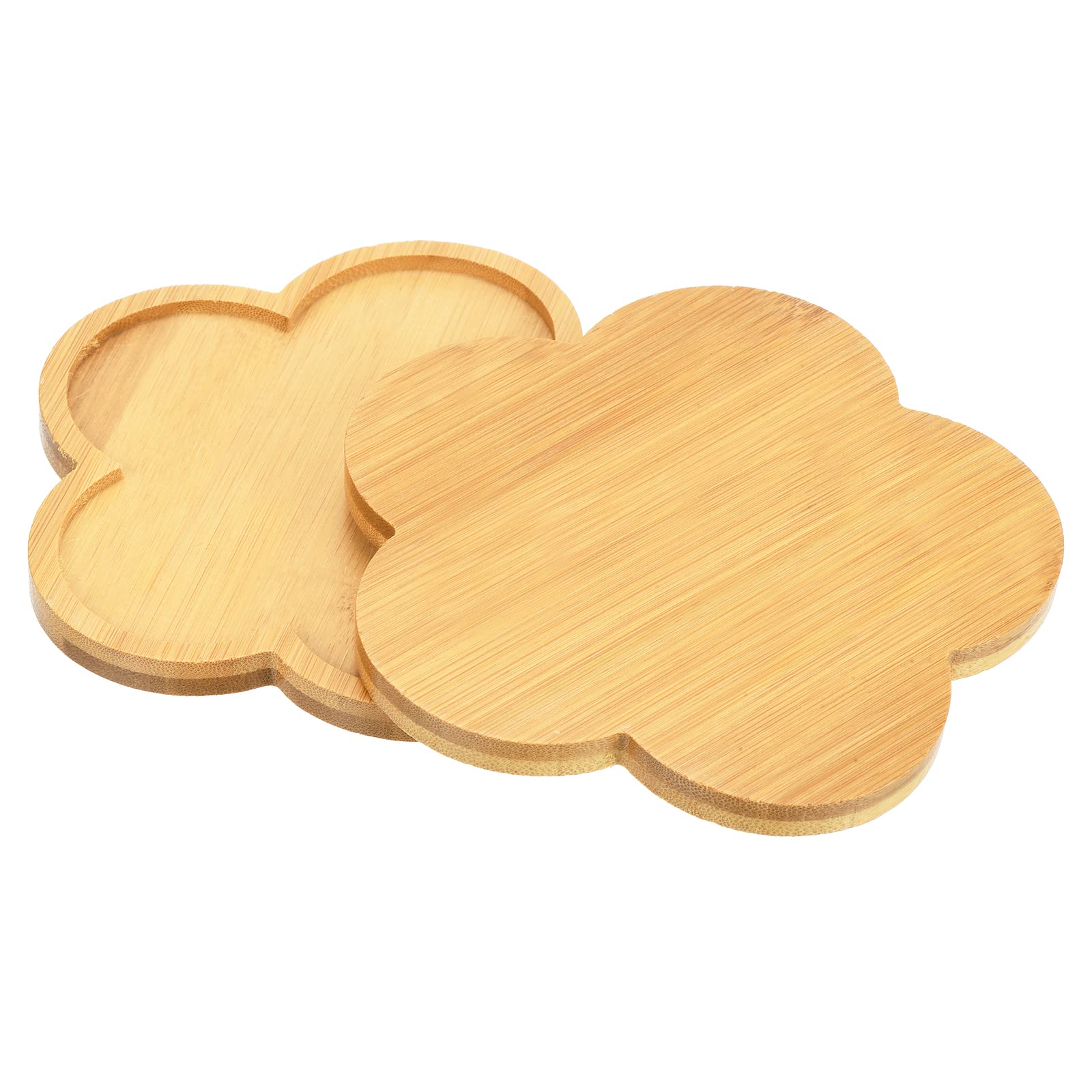 PATIKIL Plant Pot Saucer 5.5 Inch, 2 Pack Bamboo Flower Shape Drip Tray for Home Indoor