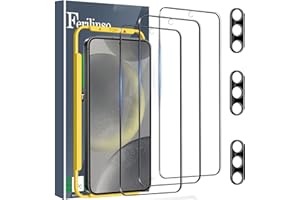 Ferilinso 3 Pack Screen Protector for Samsung Galaxy S24 with 3 Pack Tempered Glass Camera Lens Protector Phone Case Friendly
