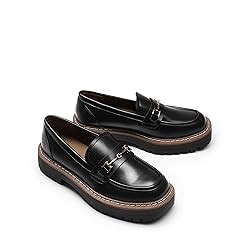 DREAM PAIRS Loafers for Women Platform Chunky Heel