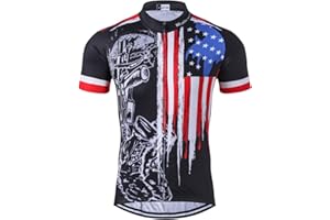 JPOJPO Cycling Jersey Short Sleeve USA Style Bike Tops with Pocket Reflective Stripe
