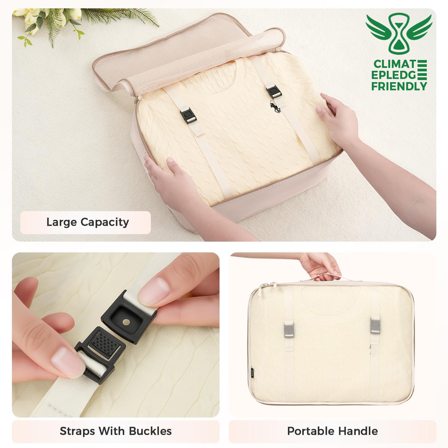 BAGAIL BAGAIL 8 Set Packing Cubes Luggage Packing Organizers for Travel Accessories-Cream