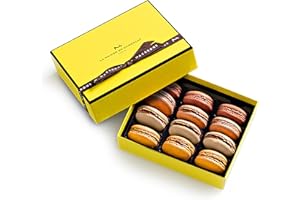 La Maison Du Chocolat Premium Macaron Gift Box - 12pcs Gourmet French Dark Chocolate Filling with Shells in Assorted Flavors