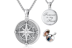 EUSENSE Picture Locket Necklace for Women Men Rose 14K Real Gold 925 Sterling Silver Jewelry Heart Locket Necklace that Holds Pictures Tree of Life Viking Wolf Celtic Knot St Christopher St Michael Pendant