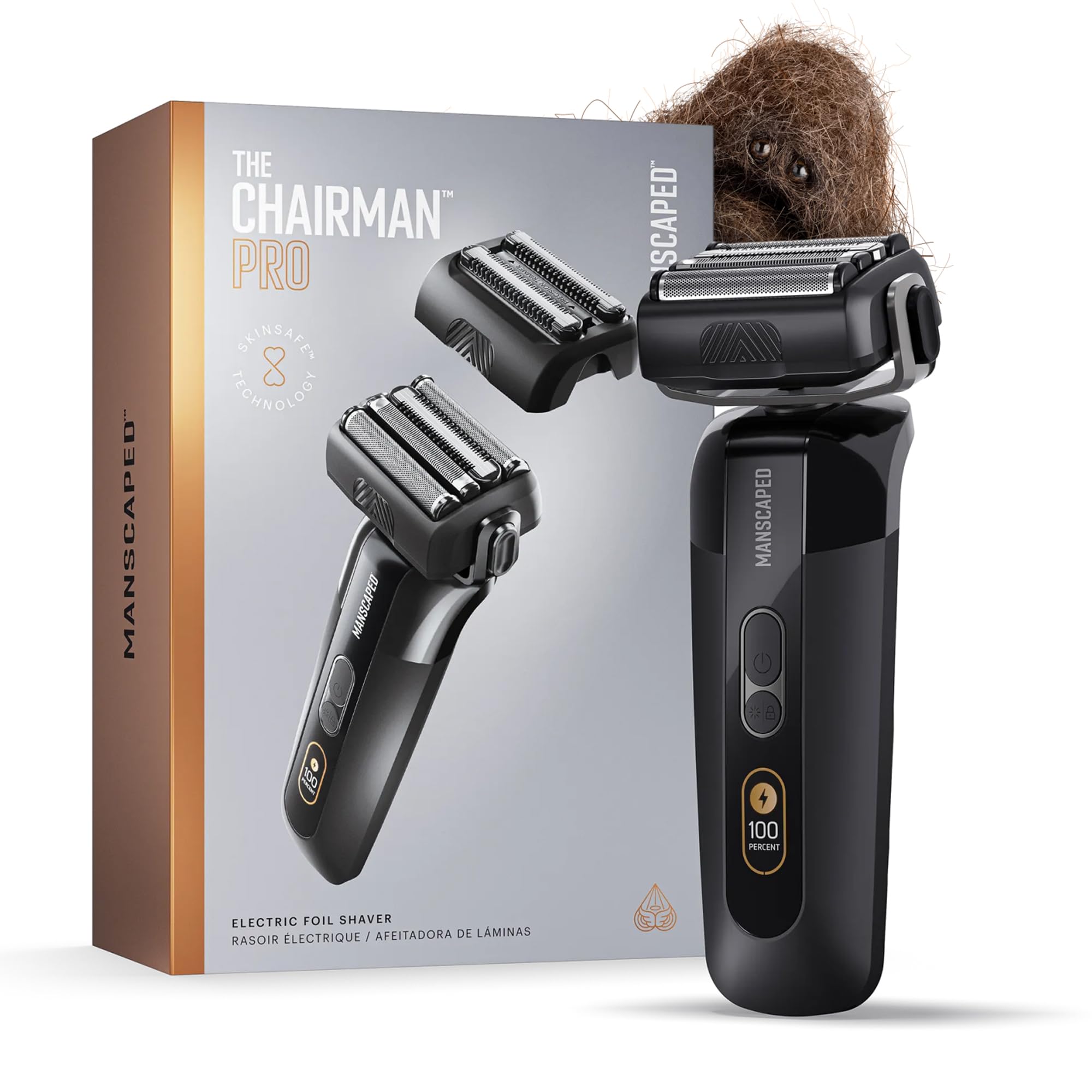 Photo 1 of MANSCAPED® The Chairman™ PRO Men’s Electric Foil Face Shaver - Two Interchangeable Blade Heads, SkinSafe® Four-Blade Foil & Stubble Trimmer, USB-C Wireless Compatible Charging, Gentle on Neck
