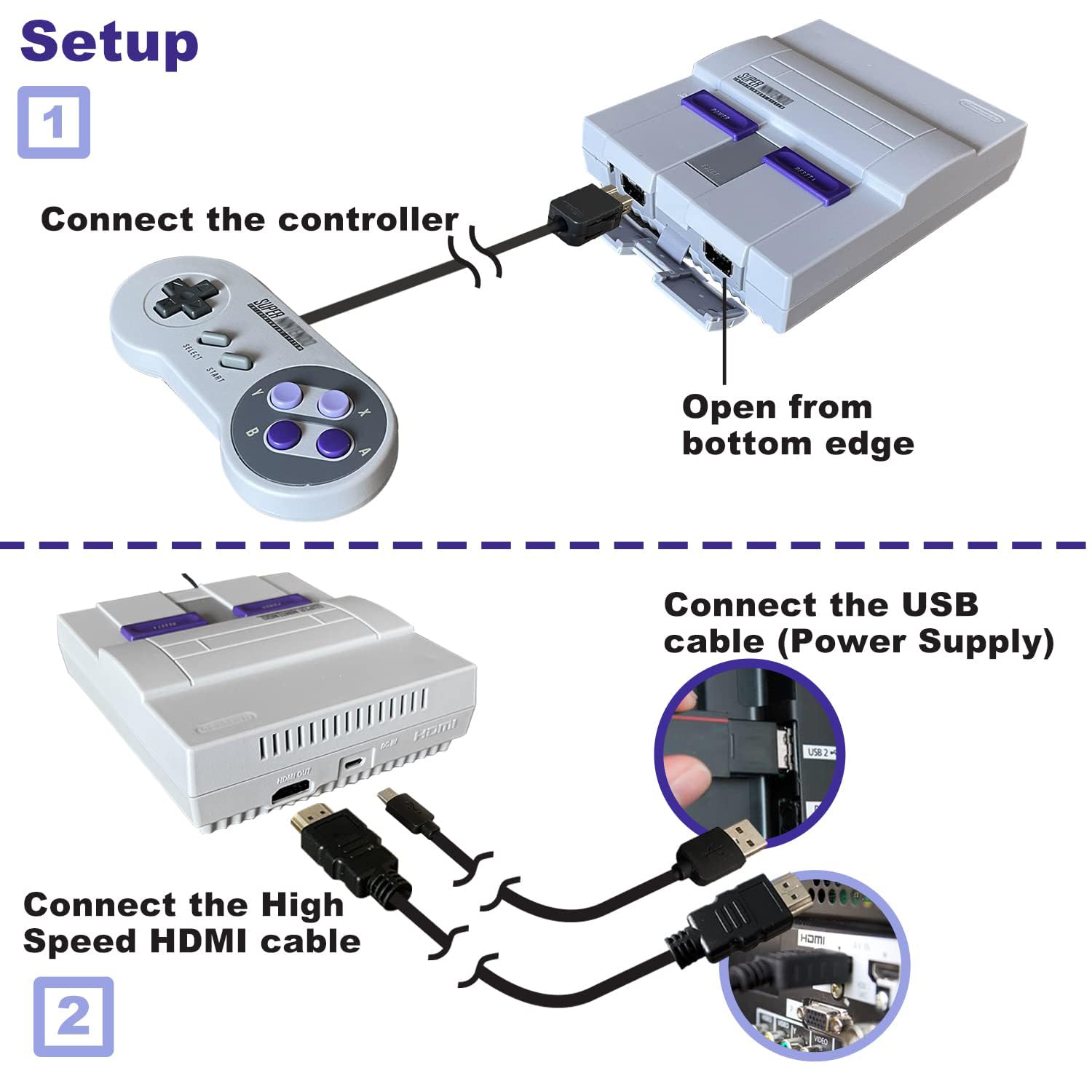RENOLS Video Game Console for SpuerNES Classic Edition for SNES Mini System, Pre-loaded 21 Official for SNES Original Games
