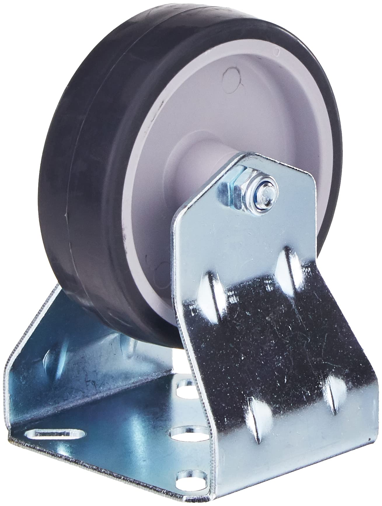 Metafranc Fixed Castor, Diameter 75 mm, 60 x 60 mm Plate, Rubber Wheel, Soft Tread, Sliding Bearing, 60 kg Load Capacity, Transport Castor, Furniture Castor, Heavy Duty Castor, 800580