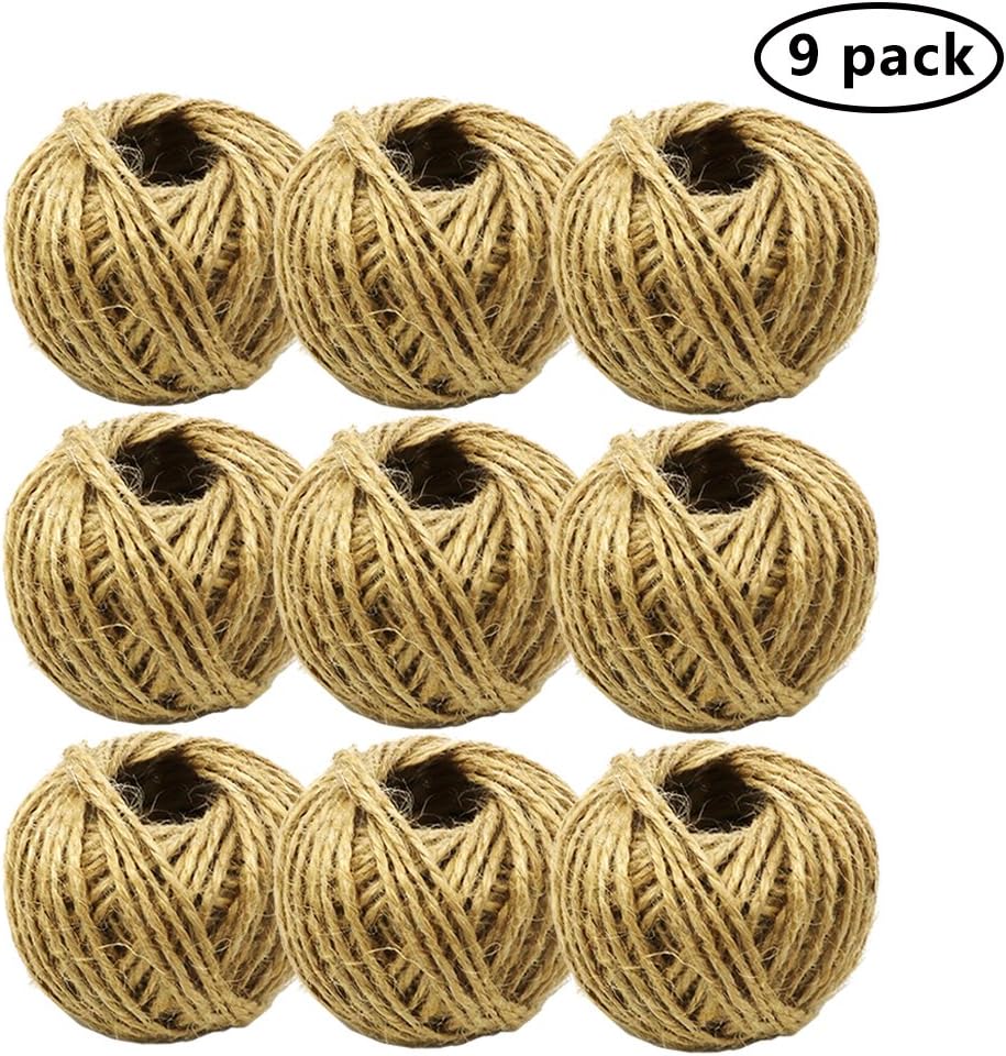 Ibeact Twine String for Crafts Gardening 738ft Jute Twine 2mm Thick Strings - Durable Packing Christmas Wedding Garden Decorate Applications