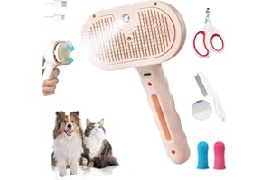 PETAYOUJ Pet Steam Brush for Dogs and Cats, 3 in 1 Steam Grooming Brush for Hair Shedding and Removal, Cleaning Spray Comb with Mist for Long-Haired Pets, Include Flea Comb, Nail Clippers, 2 Pet Toothbrushes