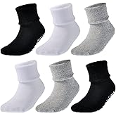 EPEIUS Baby Socks Toddler Non-slip Socks Thick Warm Cotton Crew Socks with Grips Kids Boys Girls 6/12 Pack