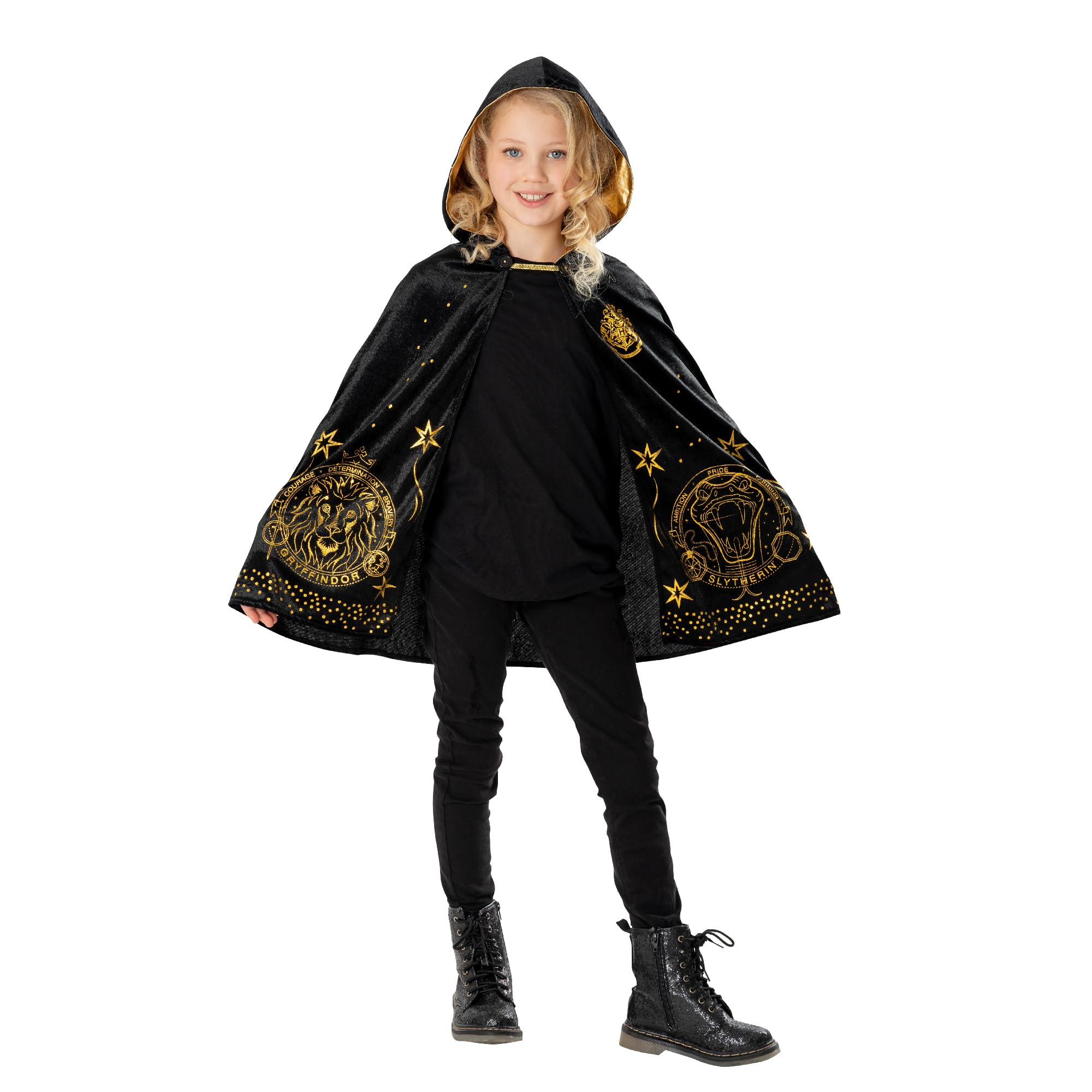 Rubies Official Harry Potter Gold Wizarding World Child Cape, Kids Fancy Dress Age 7-10 years Halloween Halloween