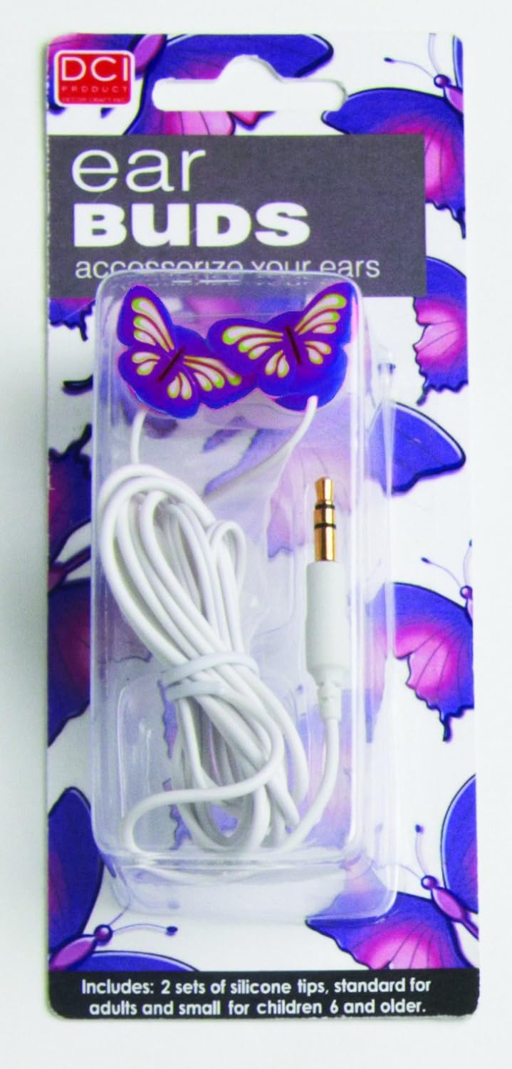 DCI Earbuds, Butterfly Headphone Earbuds Purple Cell Phones & Accessories