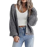 Zeagoo Women's 2026 Fall Chunky Knit Cardigans Open Front Long Sleeve V Neck Button Loose Cardigan Sweaters