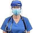Defender Safety Face Shield 10 pack, All-Round Protection Headband with Clear Anti-Fog Lens, Lightweight Transparent Shield with Elastic Band