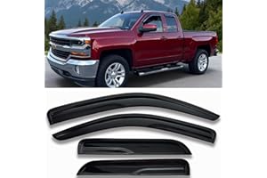 DARODCAR Tape On Side Window Deflectors Vent Window Visor for 2015-2018 Chevy Silverado & GMC Sierra 1500 2500HD 3500HD Double/Extended Cab Rain Guards Sun Shade 4PC-Set Truck Accessories