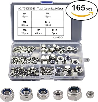 Globaldeal Direct 165pcs Edelstahl Nylon Einsatz Sm Sortiment Kit M3 M4 M5 M6 M8 M10 M12 Amazon De Baumarkt