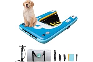 Niphean Dog Pool Ramp, Full-Coverage Non-Slip EVA, Stable Pup Plank with Stainless Steel High Weight Capacity Inflatable Dog 