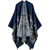 Bakerdani Women's Winter Wrap Blanket Poncho Cape Shawl Cardigans Sweater Coat