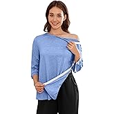 Deyeek Post Shoulder Surgery Shirts for Women Tear Away 3/4 Tops After Rotator Cuff Shirts Chemo Port Adaptive Clothing