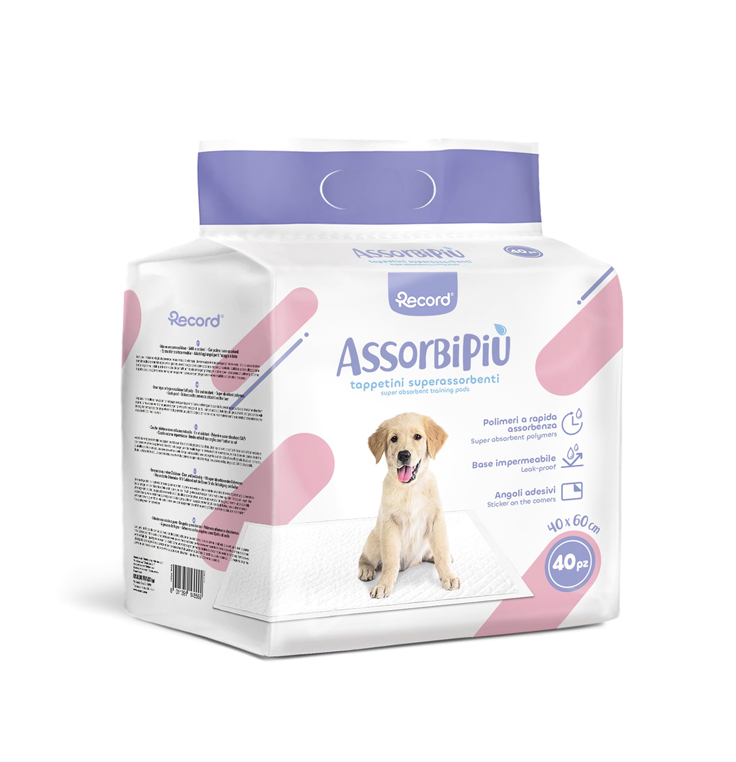 Record Disposable Dog Pads for Dogs, Unisex, Extra Absorbency, Hygiene Mats for Dogs, 40 x 60 cm, Pack of 40, Disposable, Tear Resistant and Odour Resistant, for Medium and Small Dogs