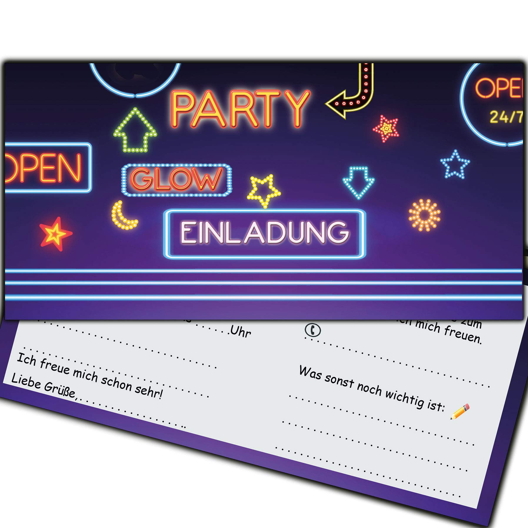 Buy Invitation cards Neon Glow Party Black Light Party Birthday