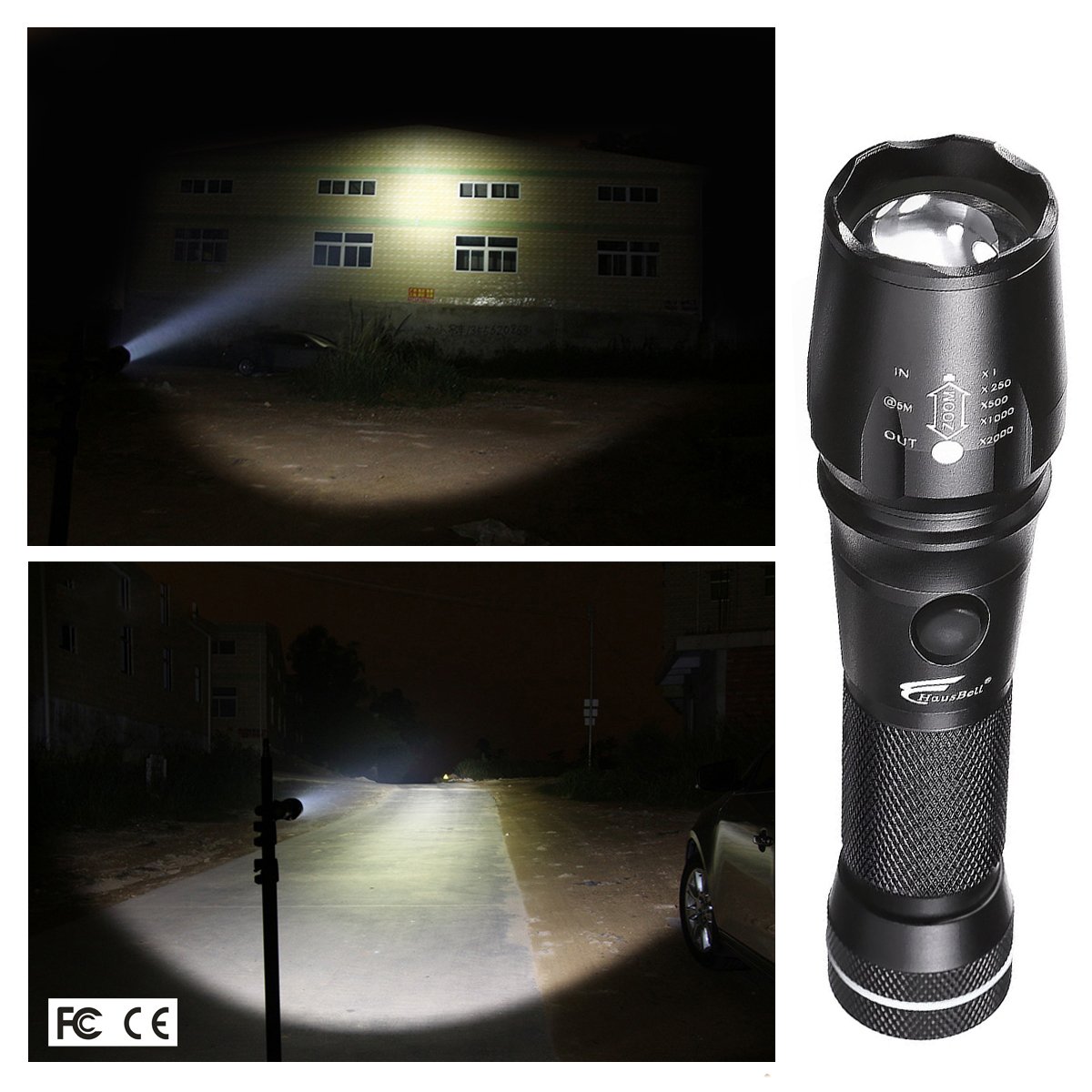 Flashlights,Hausbell Magnet Base T6-C 1000lumen LED Flashlight 3 Modes Zoomable