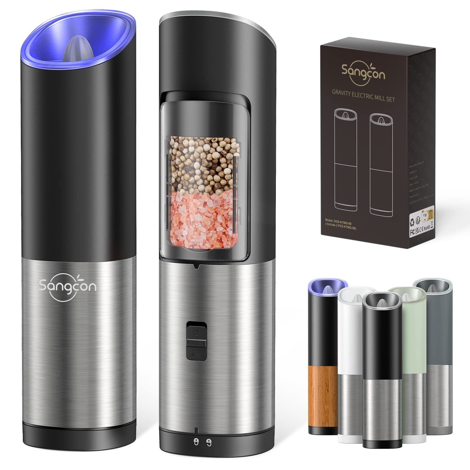 Mua Sangcon Gravity Electric Salt and Pepper Grinder Set With Safety ...