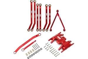 INJORA CNC High Clearance Chassis Links Set, Skid Plate and Steering Rod Tie Links Set for 1/24 RC Crawler LWB 133.7mm Axial 