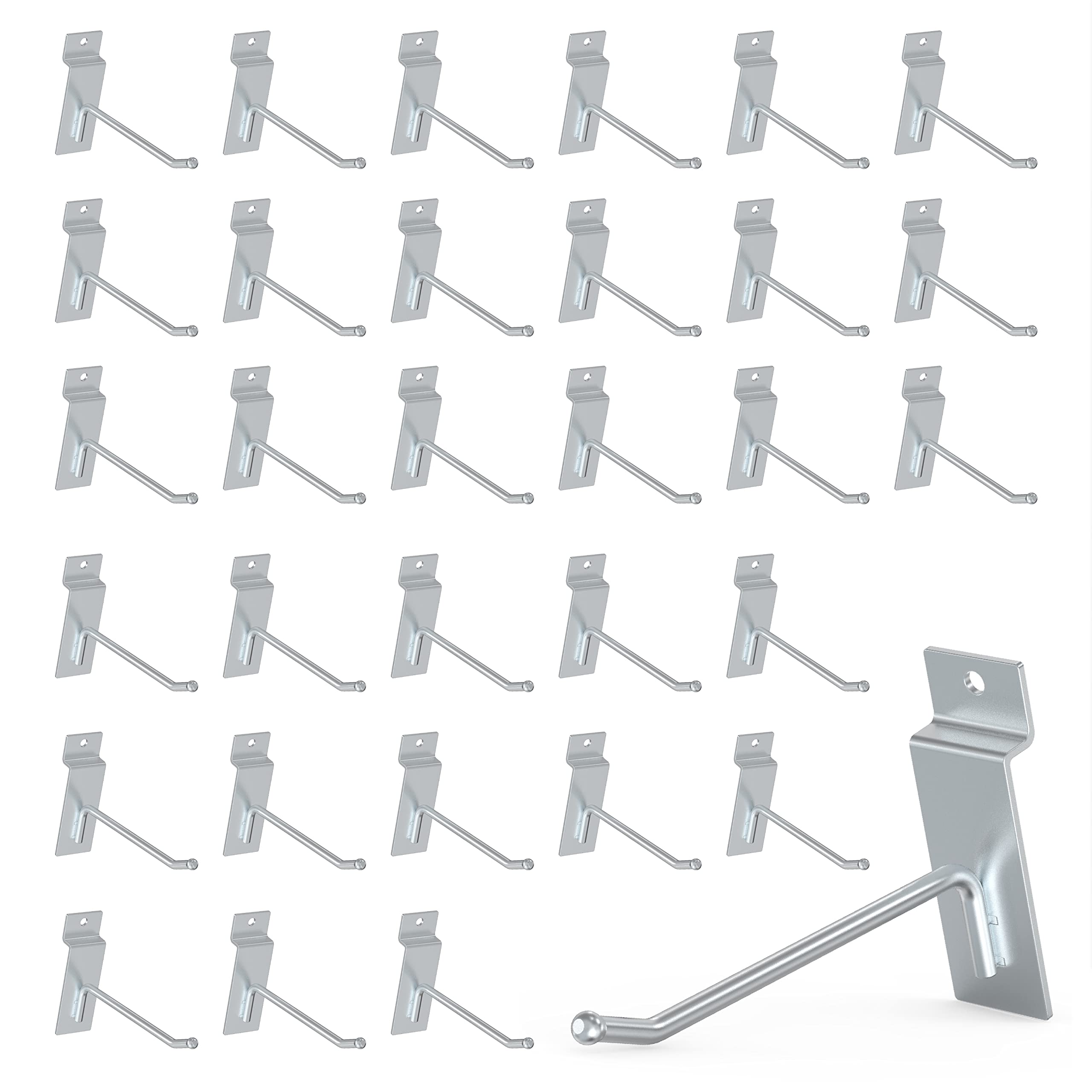 unp POETISKE Slatwall Hooks 32PC 6inch Slatwall Accessories Slatwall Panel Hooks Garage Organization Slat Wall Hooks Heavy Duty Pegboard Gridwall Hooks Display Hooks for Retail Sliver
