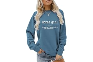 Enviarbrillo Horse Girl Sweatshirt Crewneck Pullover Cool Girls Shirts for Women Horse Lover Shirt Long Sleeve Fall Tops
