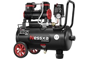 NESSXA 8 Gallon Ultra Quiet Air Compressor, 1.5HP 4.52 CFM, Max 115 PSI Oil-Free Air Compressor Tank for Car Repair, Spray Painting, Woodwork Nailing, 110V/60hz, 70dB