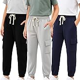 HILEELANG Boy Cargo Sweatpants 3 Pack - Kids Cotton Blend Joggers with Pockets Elastic Waistband Athletic Pants 5-15Y