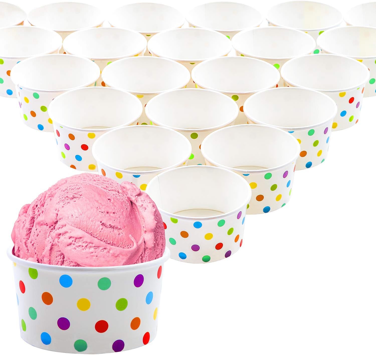 Ruisita 50 Pieces Paper Ice Cream Cups Sundae Cups Shaved Ice Cups 8 OZ