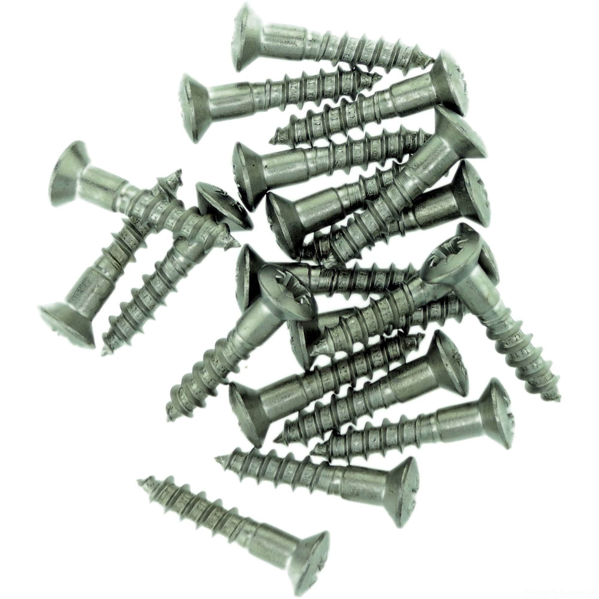 No.4 x 0.98 (3.0mm x 25mm) Pozi Raised Countersunk Wood Screw - Stainless Steel (A2) (Pack of 20)