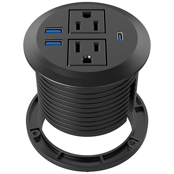 Desktop Power Grommet with USBC,Recessed Power Socket with 2 AC