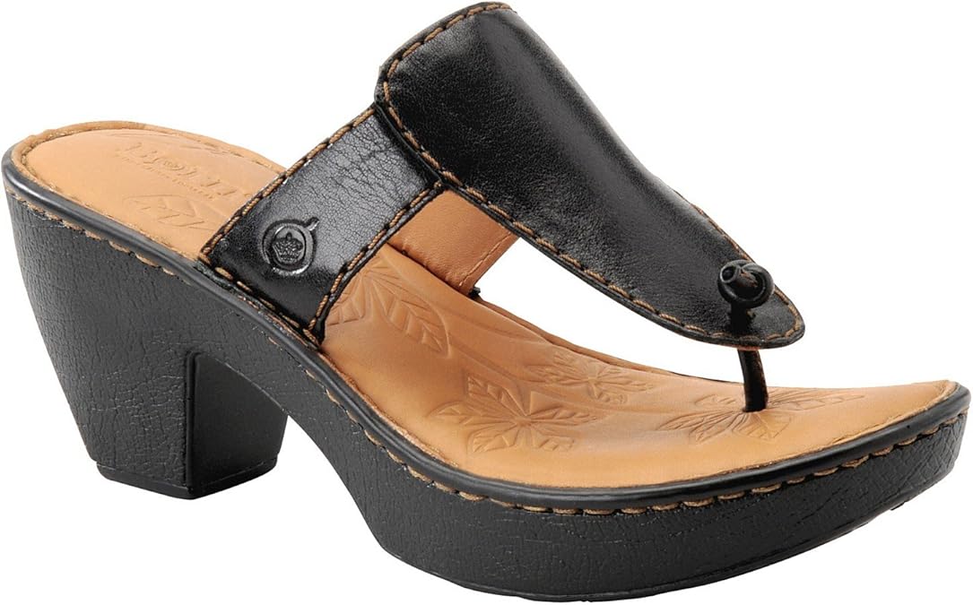Amazon.com | BORN Ati Black Sandals Thongs Shoes Womens Size 10 | Flip-Flops