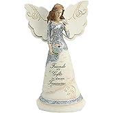 Elements Friend Angel Figurine by Pavilion, 8-Inch, Holding Butterfly, Inscription Friends are Gifts to Always Treasure,White