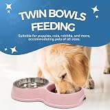 Fur & Bone Double Slow Feeder Raised Dog Bowl Pink Stainless Steel Dual Bowl view 3