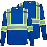 ProtectX High Visibility Shirts Hi Vis Long Sleeve Shirts for Men Women Reflective Class 2 Safety Shirts 2 Pack