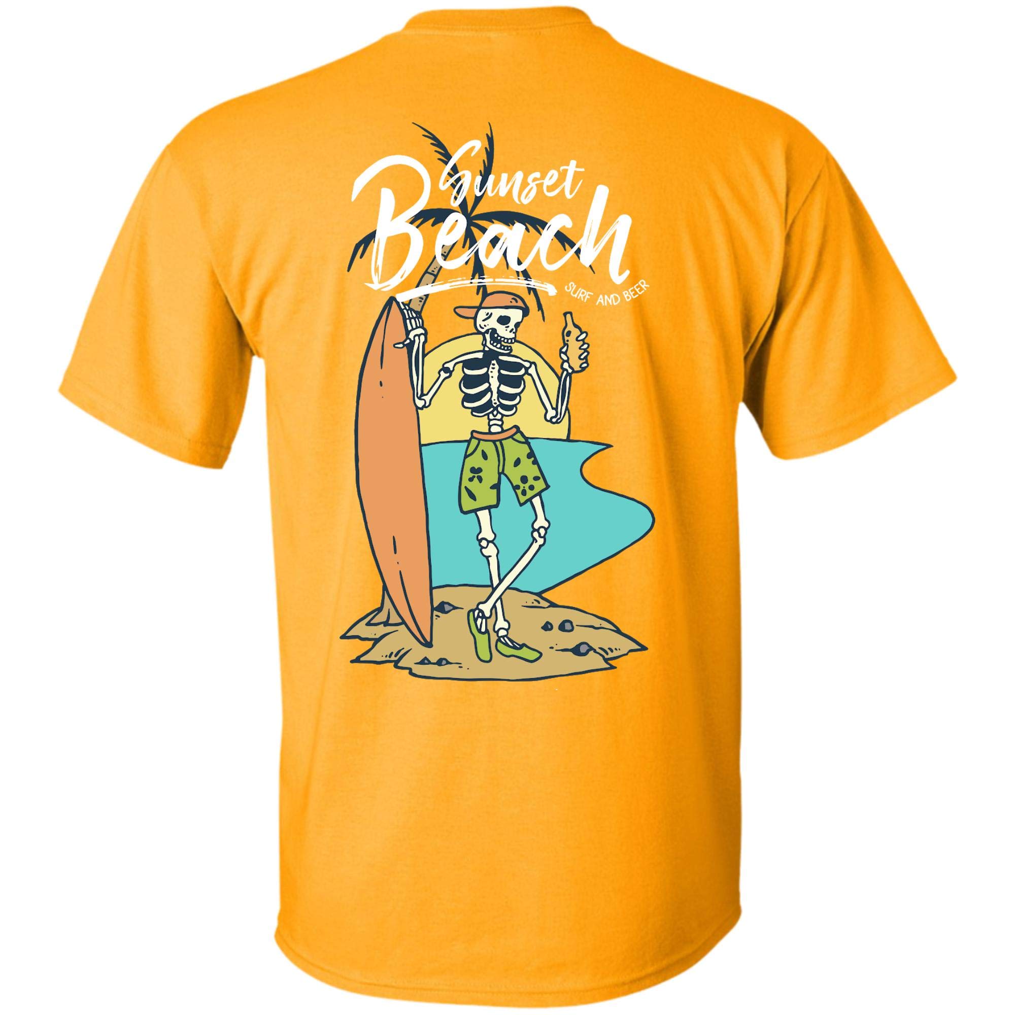 Summer Beach Vintage Retro T Shirt Skull Surf And Beer