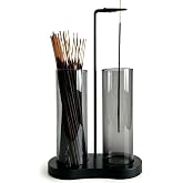 Moocervi Gray Glass Incense Holder, Black Incense Sticks Burner Holder with Storage,Hang Upside Down Incense Holder for Sticks with Glass Ash Catcher for Meditation Yoga Spa Room Decor (Gray)